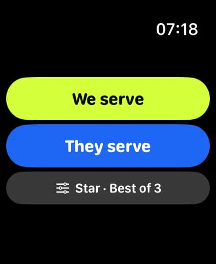 Remate start screen: who serves first, and the format button